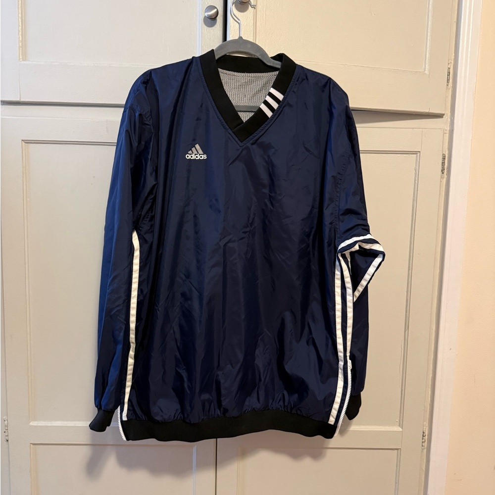 Adidas reversible pullover windbreaker XXL navy/silver/ white/black